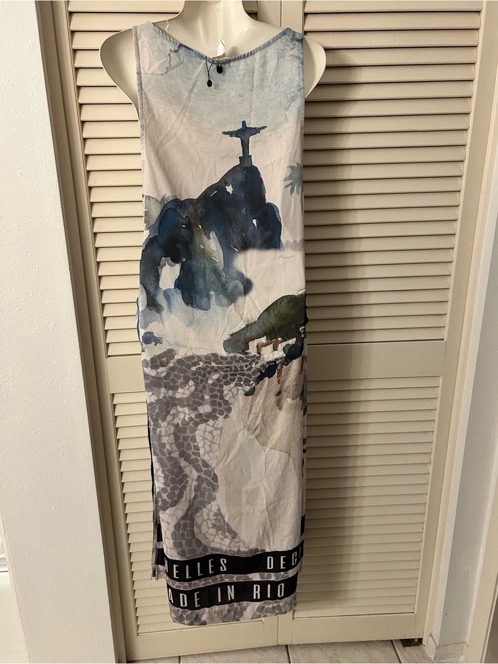 Dechelles Aqua Brazil  Watercolor Maxi Dress in Aqua & Teal - Picture 11 of 12